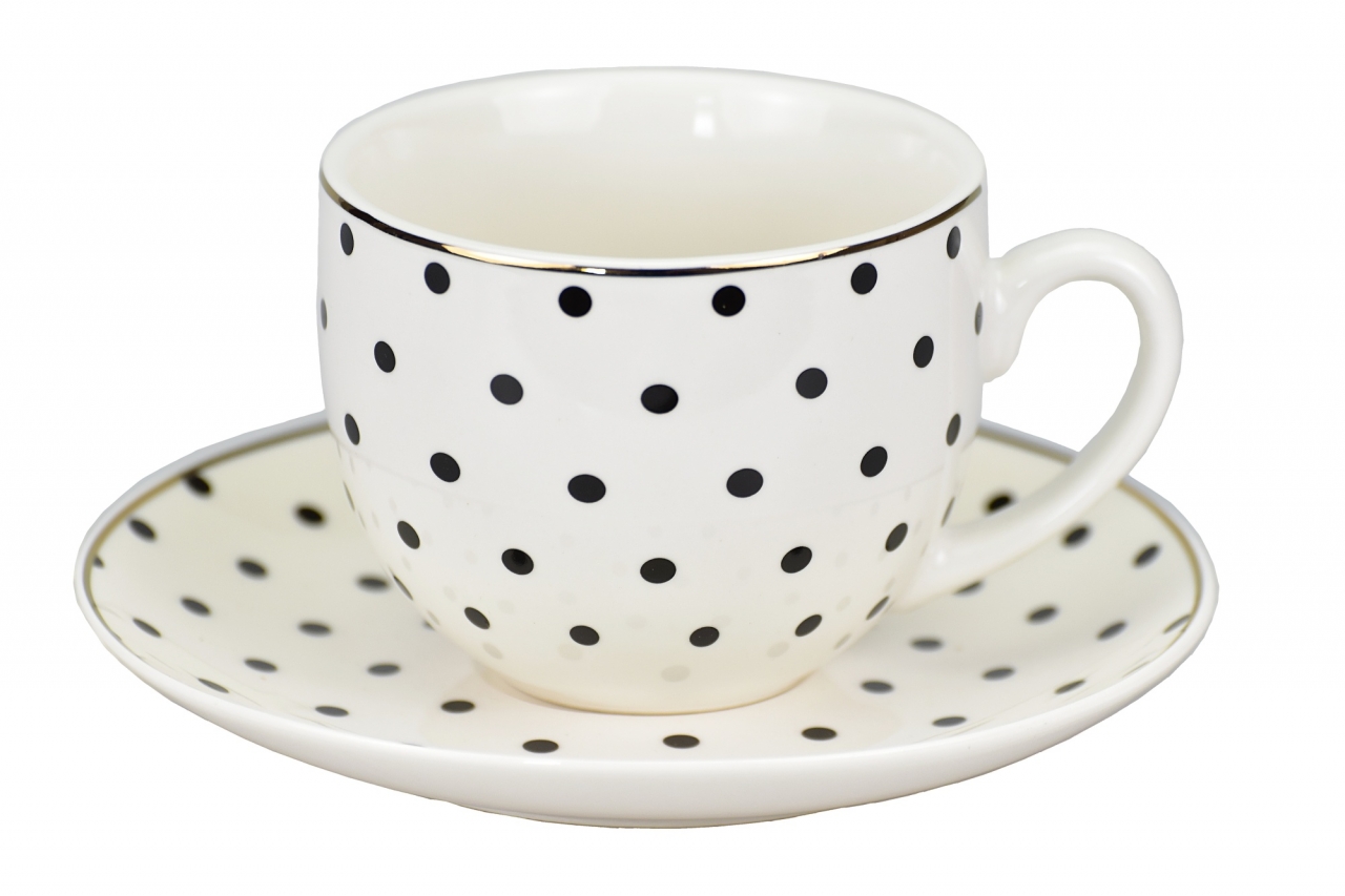 Porcelánový hrnek s podtalířkem Dots 200 ml