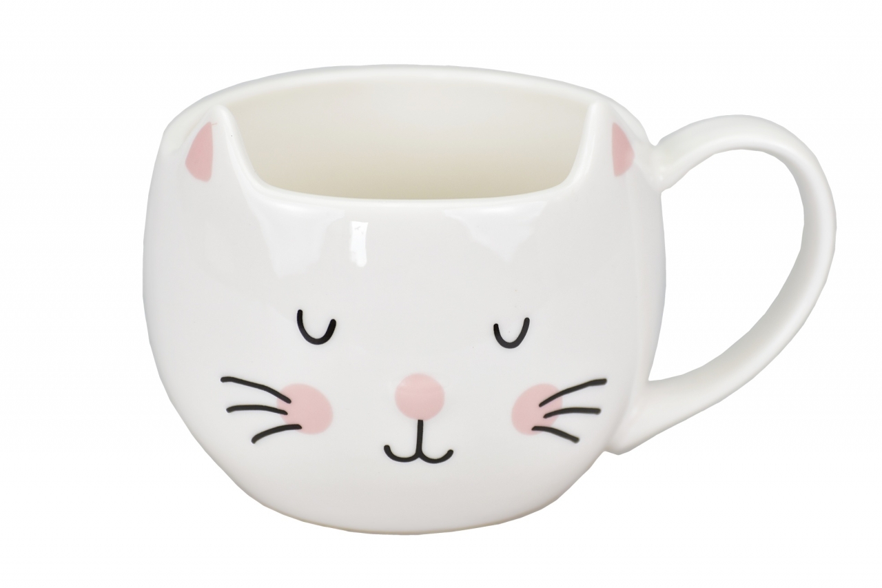 Porcelánový hrnek kočka bílá 300 ml