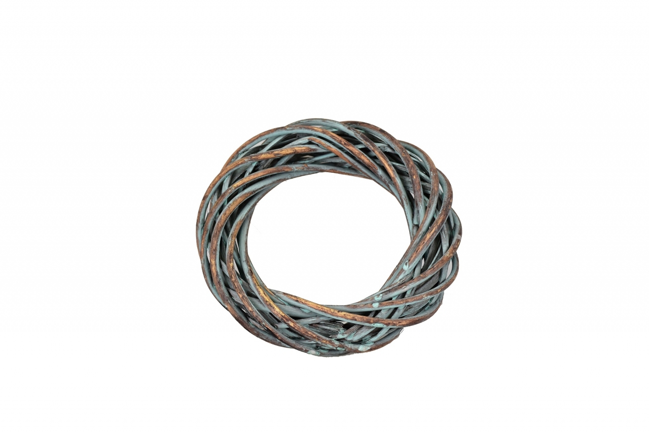 Proutěný věnec 20 cm modro-hnědý