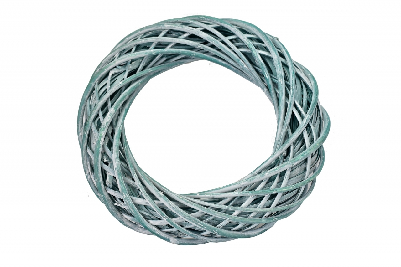 Proutěný věnec 25 cm modro-zelený