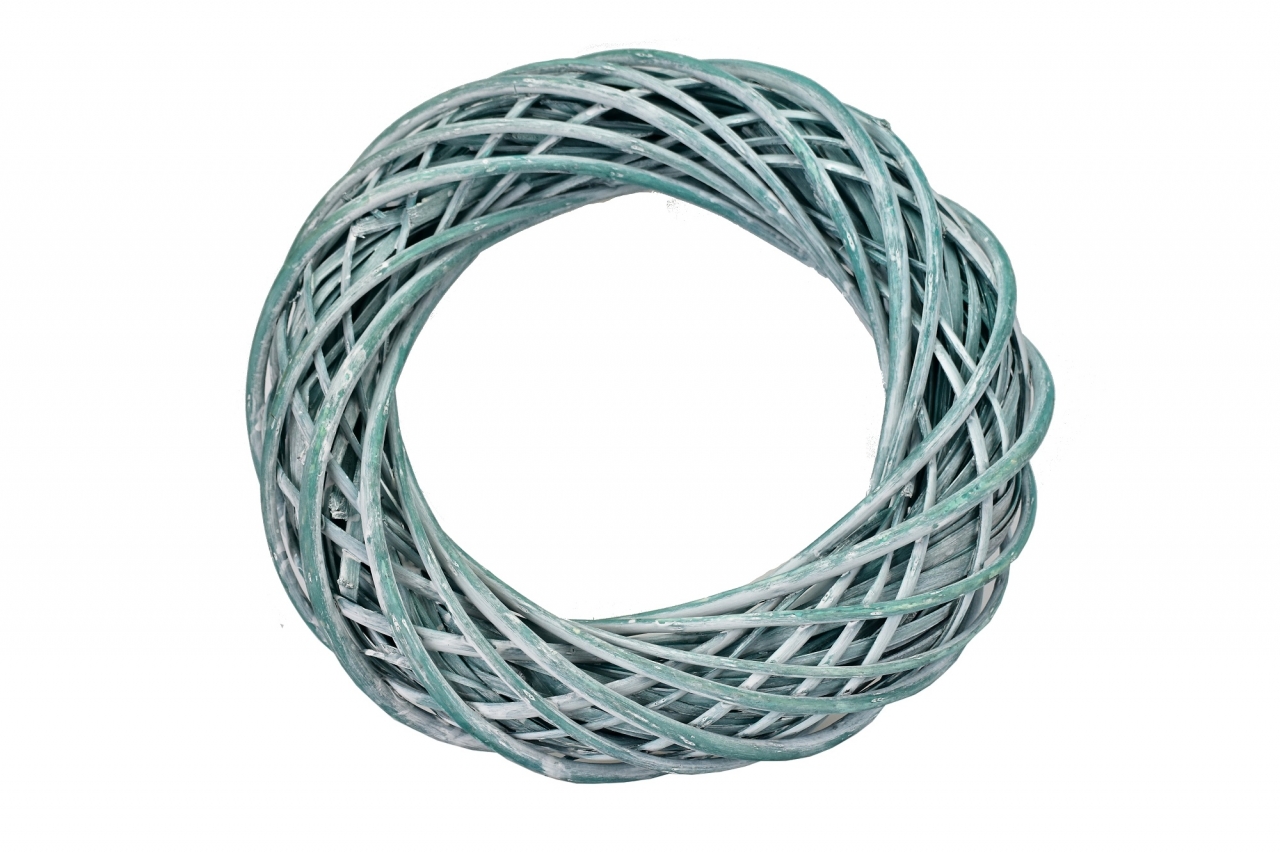 Proutěný věnec 30 cm modro-zelený
