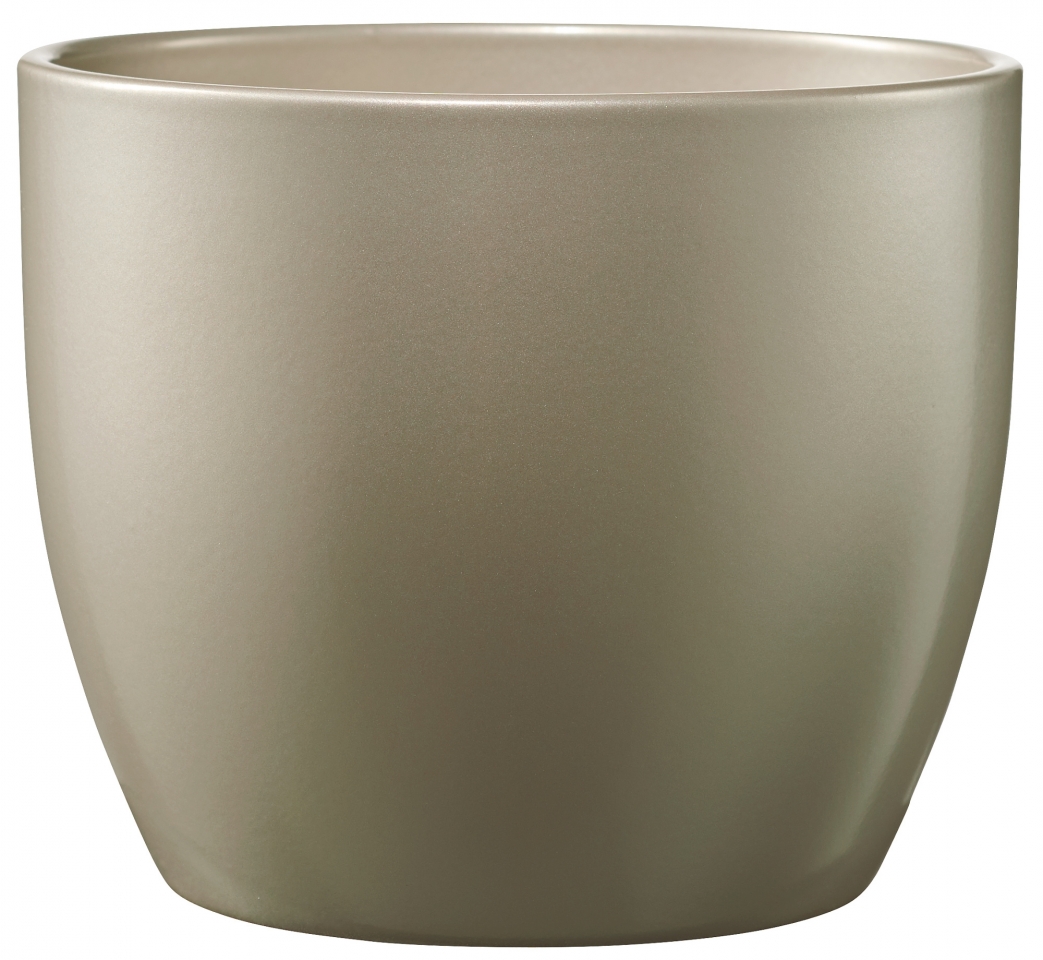 Keramický květináč Basel lesklý 16 cm šedo béžový metalický