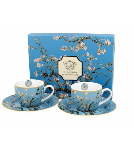Porcelánový hrnek espesso s podtalířkem Almond Blossom inspired by Van Gogh 110 ml, sada 2 ks v dárkovém boxu