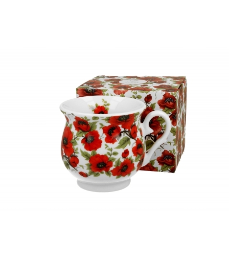 Porcelánový hrnek na stopce Lina poppies 500 ml v dárkovém boxu