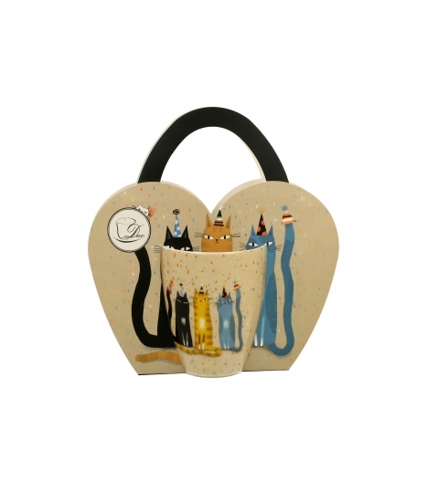 Porcelánový hrnek Cat's World party 350 ml v papírovém košíku