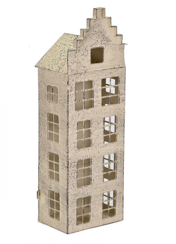 Kovový svícen domek hnědý 40,5x13x9 cm