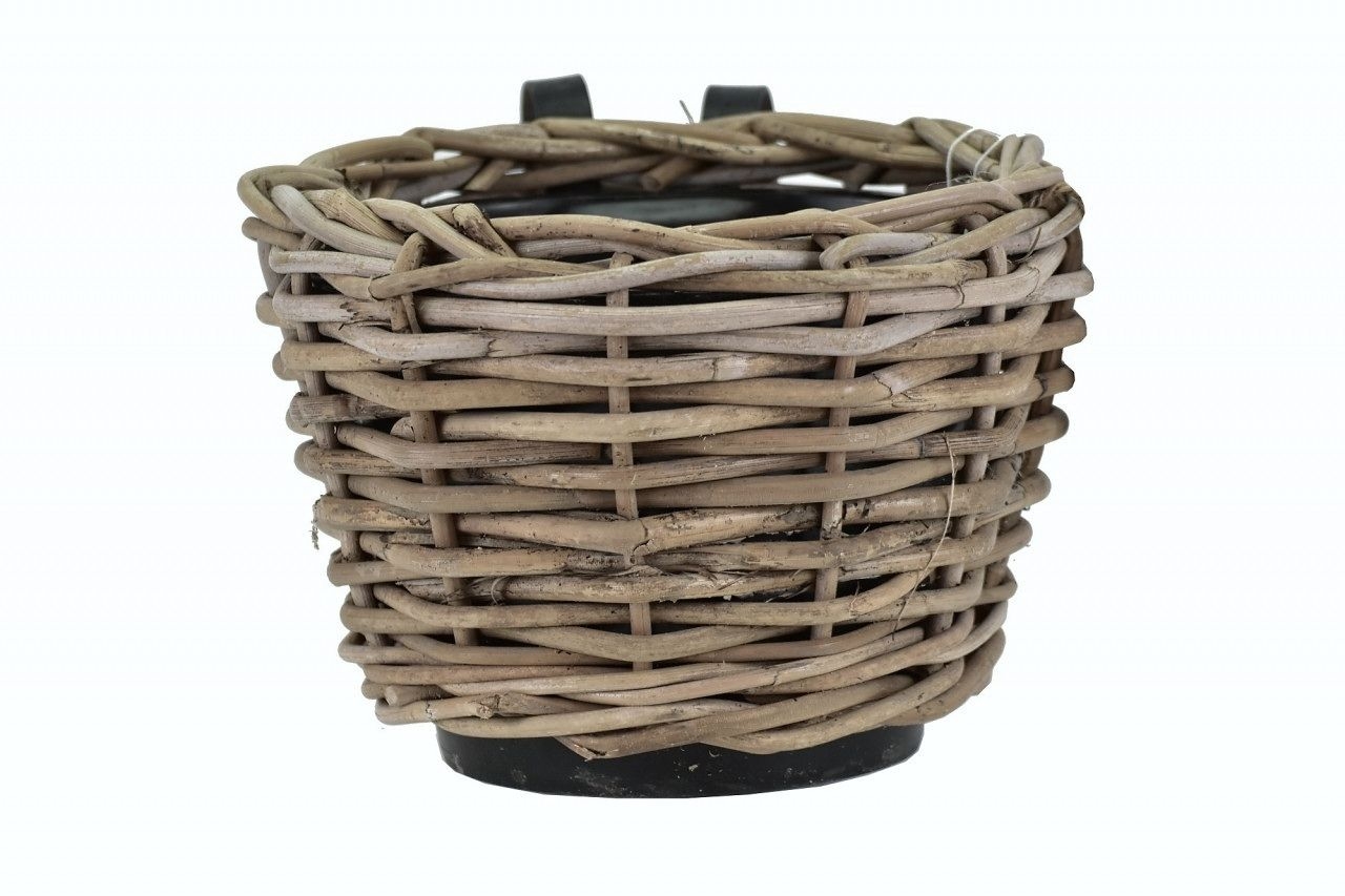 Proutěný závěsný koš šedý 31x20 cm s plastovým vkladem