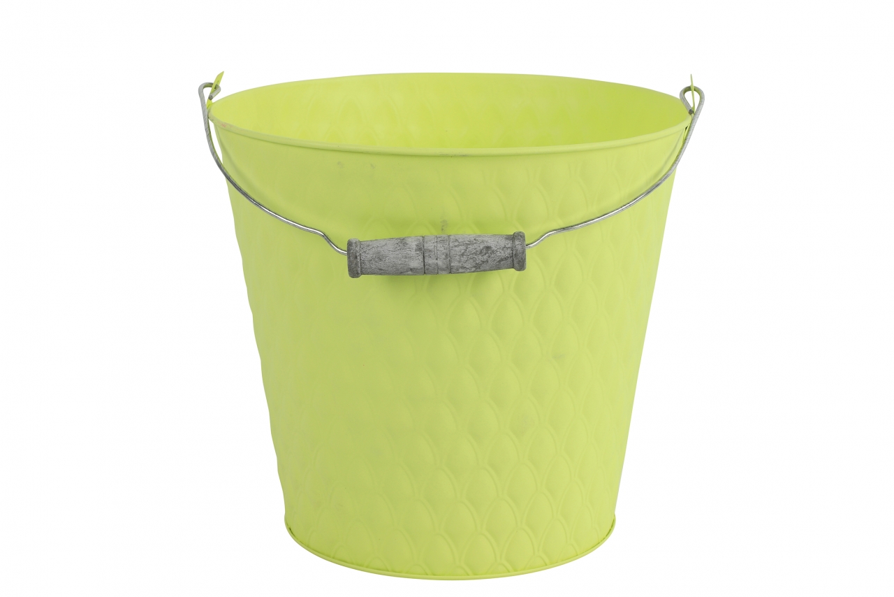 Plechový kyblík s uchem Sannah M žlutý 24x24x22 cm