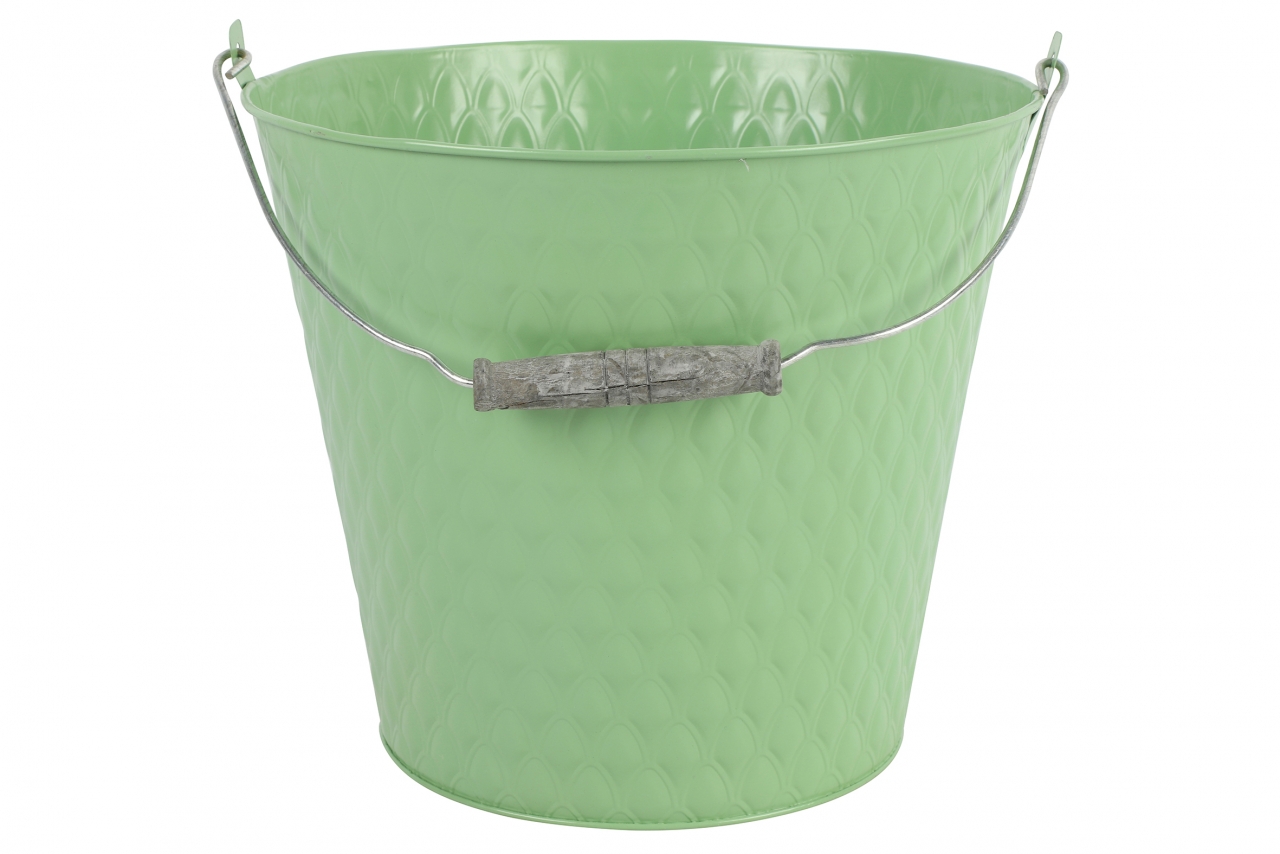 Plechový kyblík s uchem Sannah L zelený 28x28x25 cm