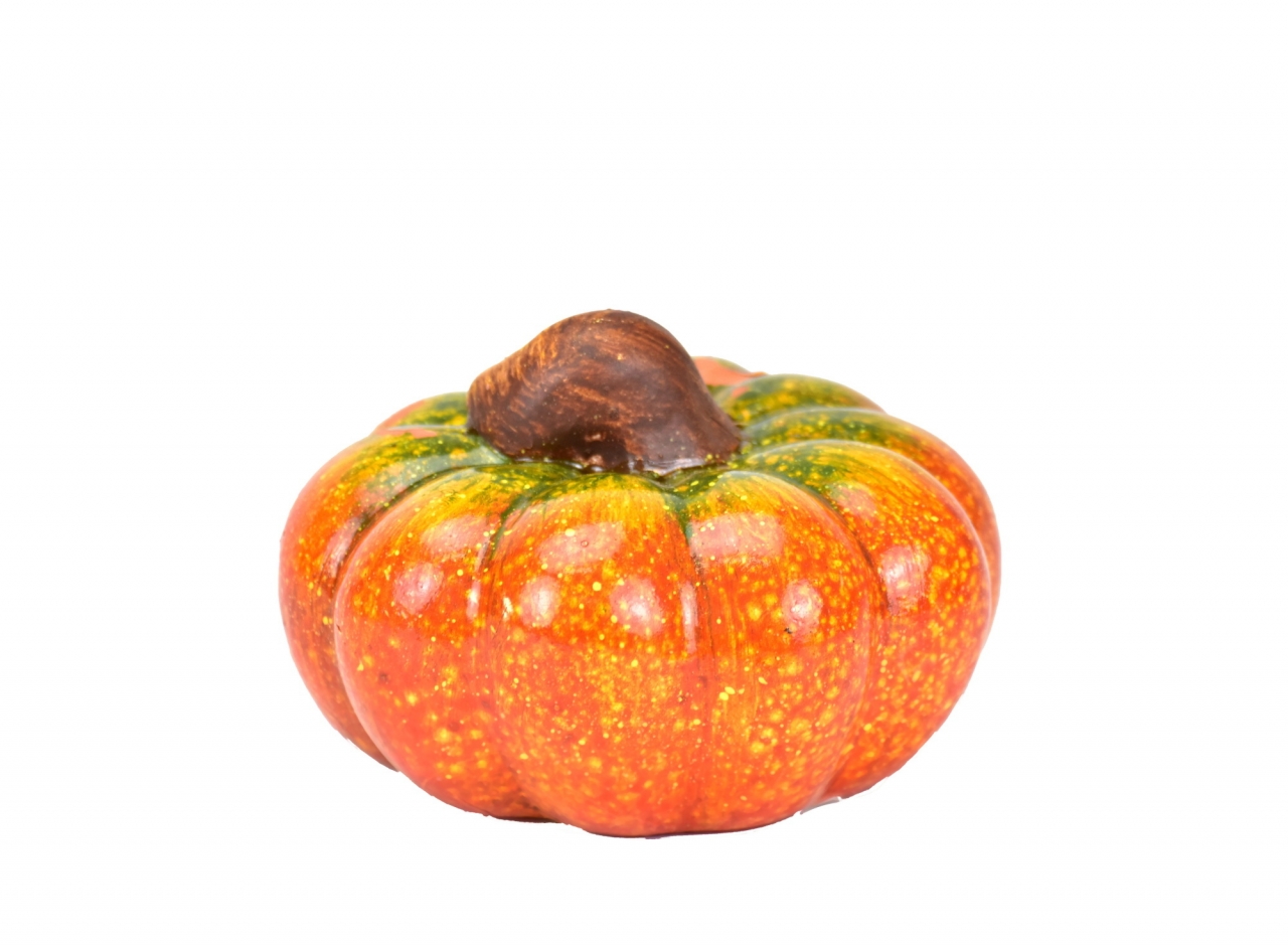 Keramická dýně oranžová/zelená 5x9,5 cm