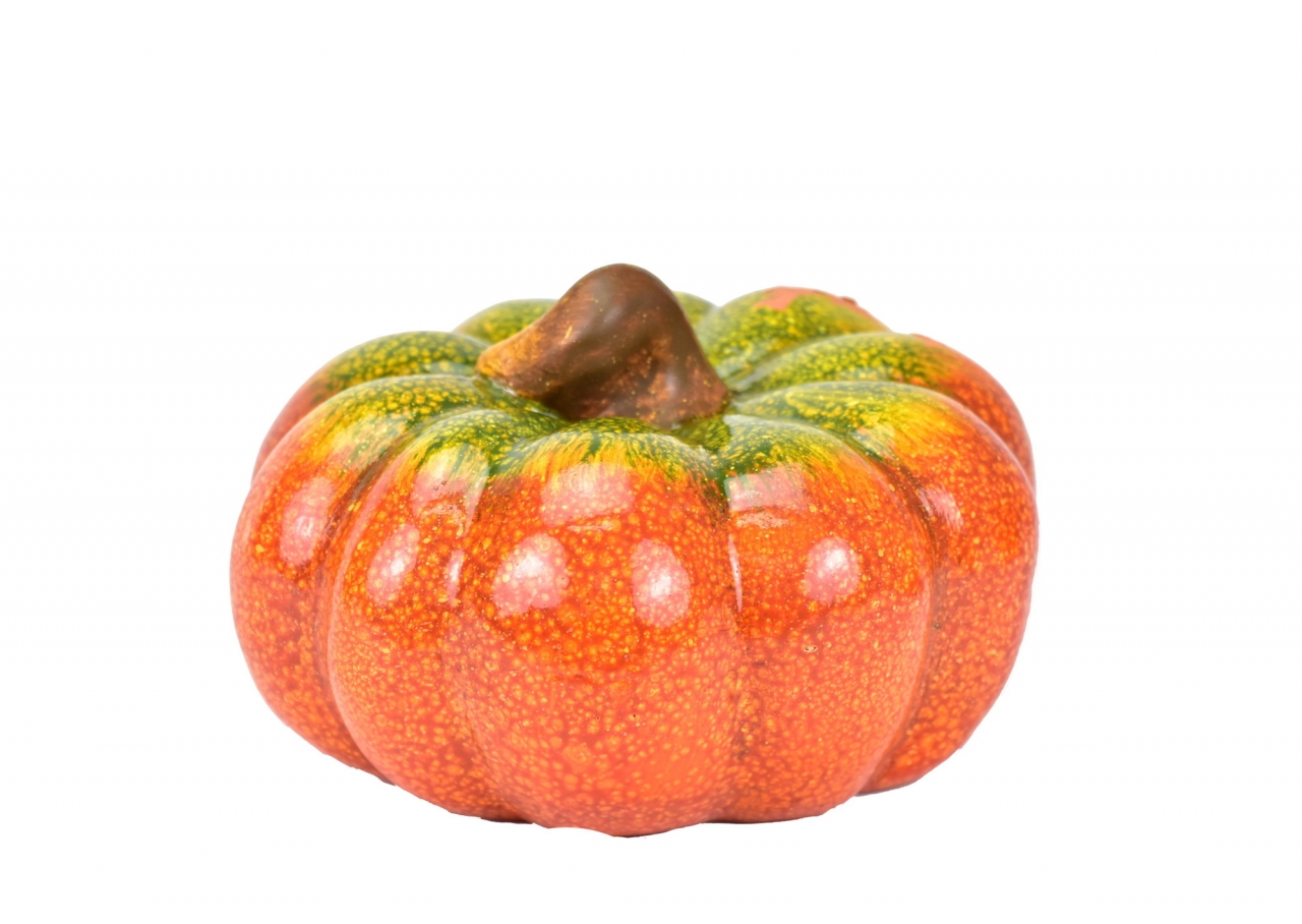 Keramická dýně oranžová/zelená 9x15 cm