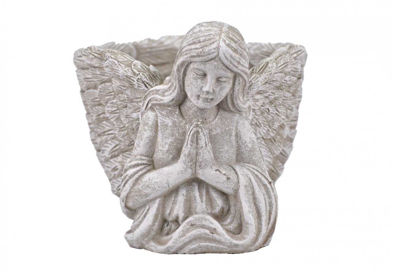 Květináč s andělem cement 13x20x15 cm