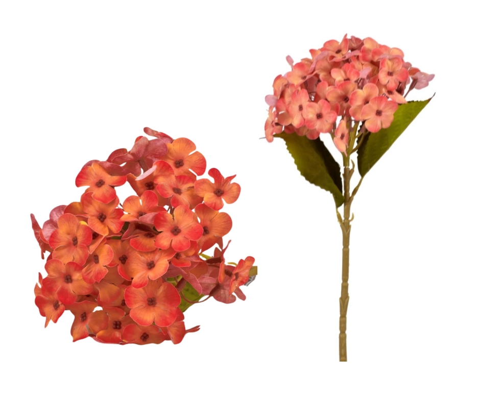 Umělá hortenzie oranžová 45 cm