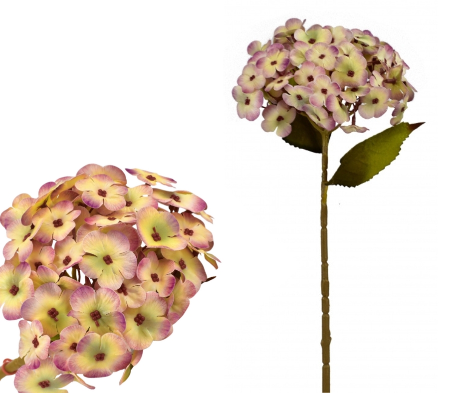 Umělá hortenzie růžovo-žlutá 45 cm