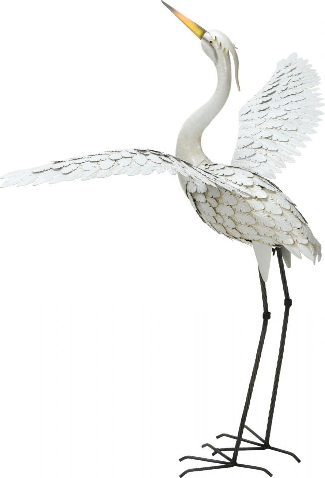 Kovová volavka 123 cm bílá