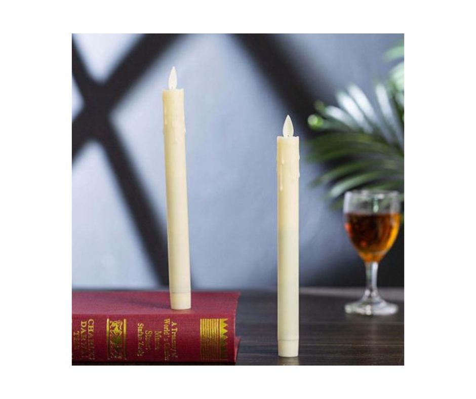 Krémová LED svíčka sada 6ks, 25,5 cm, pohyblivý plamen