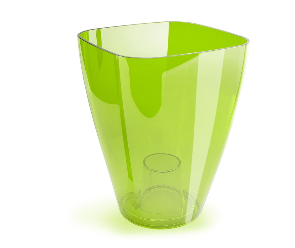 Plastový květináč na orchideje transparentní zelený 120 mm