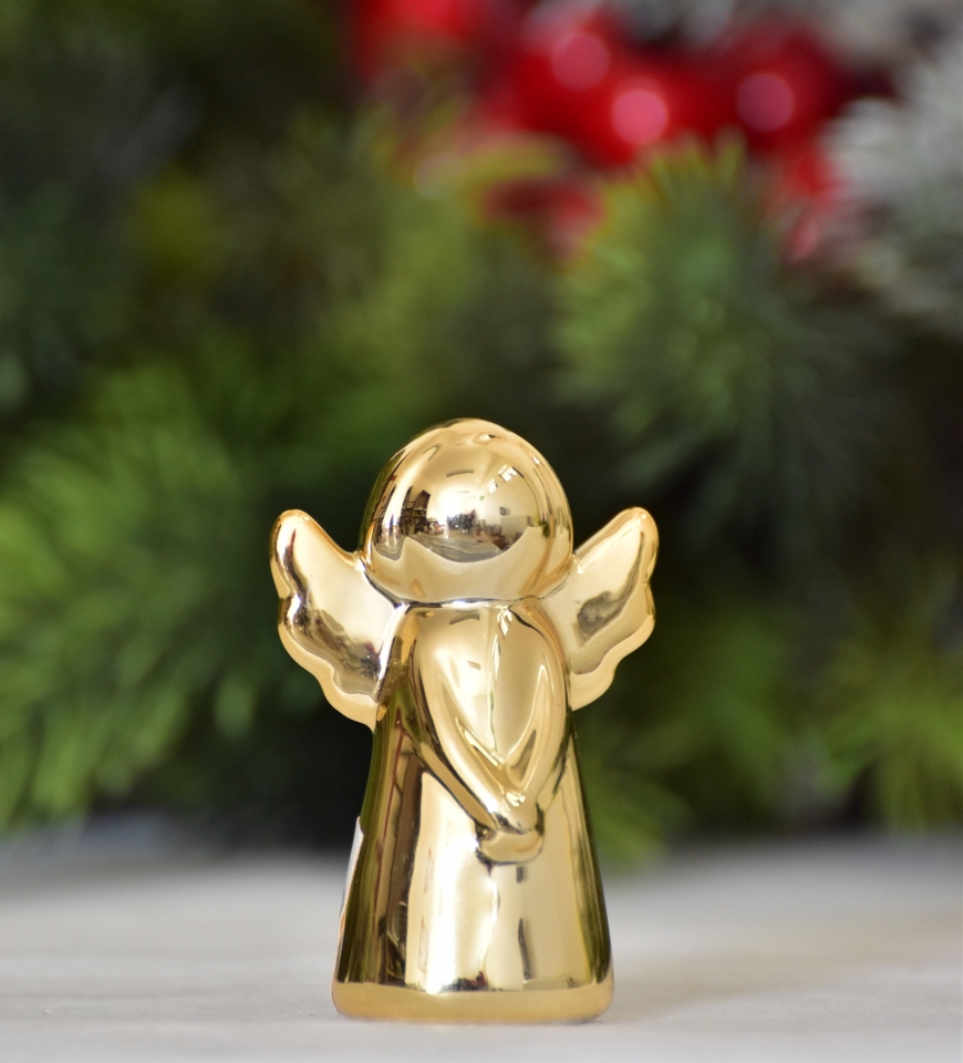Keramický anděl zlatý 11,5 cm