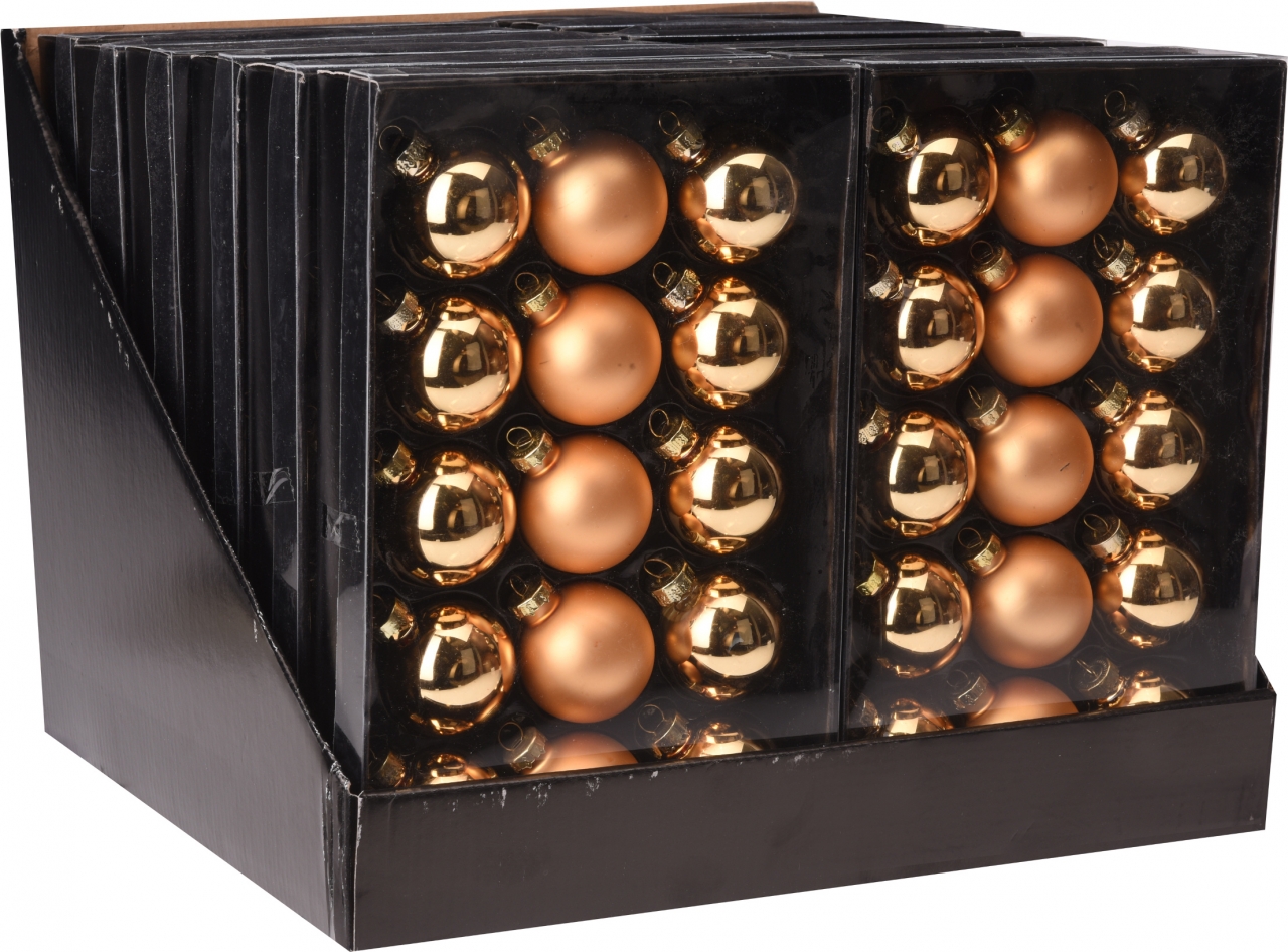 Skleněné baňky Gold 4,5 cm, s/15 (117252 041 ABR500600 baňky zlaté s/15)
