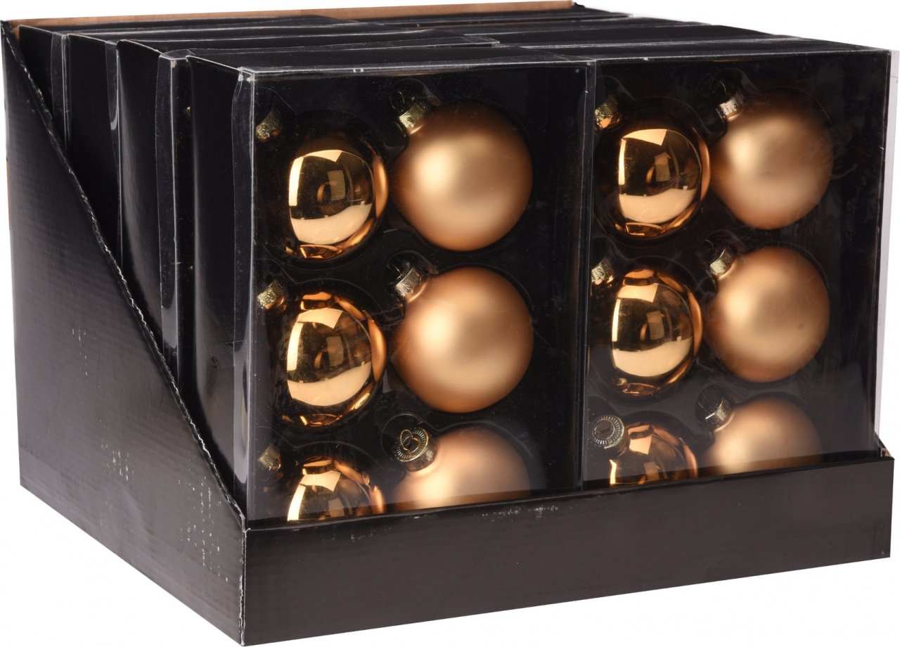 Skleněné baňky Gold 6,5 cm, s/6 (117257 041 ABR501000 baňky zlaté s/6)