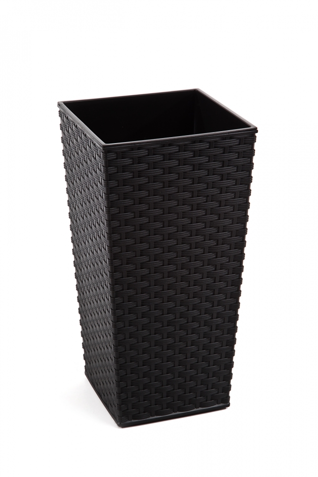 Plastový květináč Finezia ratan 300x300 mm, černý