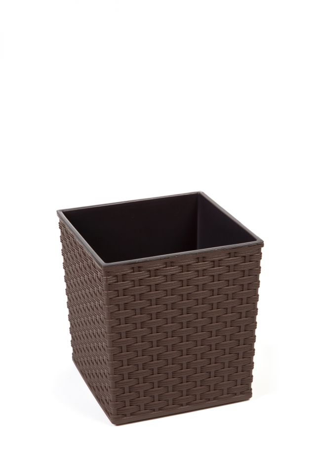 Plastový květináč Juka ratan 250x250 mm, mocca