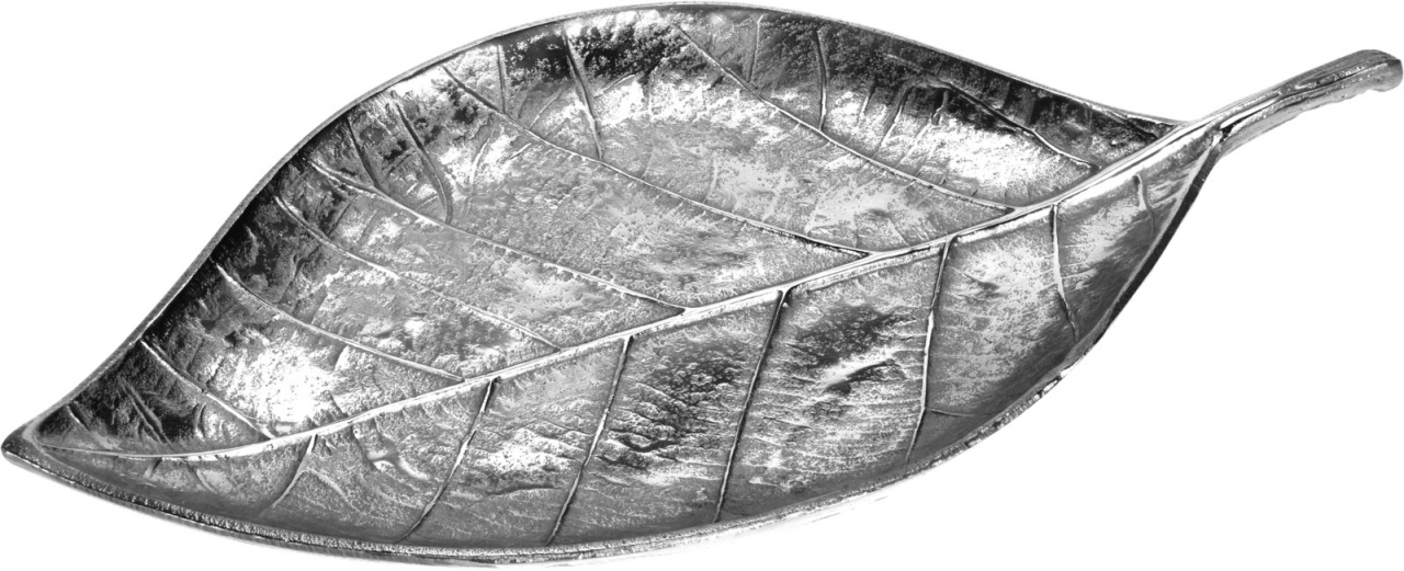 Dekorační tác list 44 cm, stříbrný