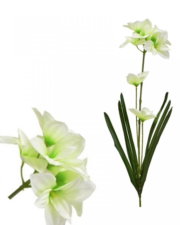 Umělá lilie 73 cm, světle žlutá