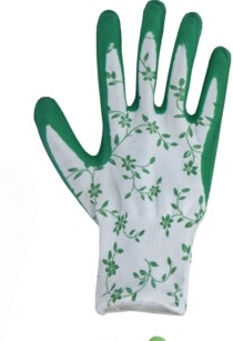 Zahradní rukavice s latexovou vrstvou Dark green flowers L
