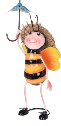 Kovová včelka s paraplíčkem 33 cm