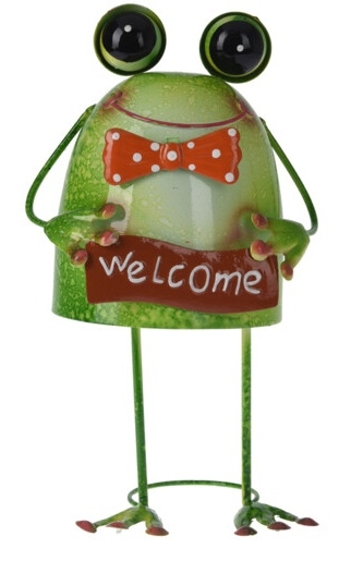 Kovová žába s cedulkou WELCOME 26 cm