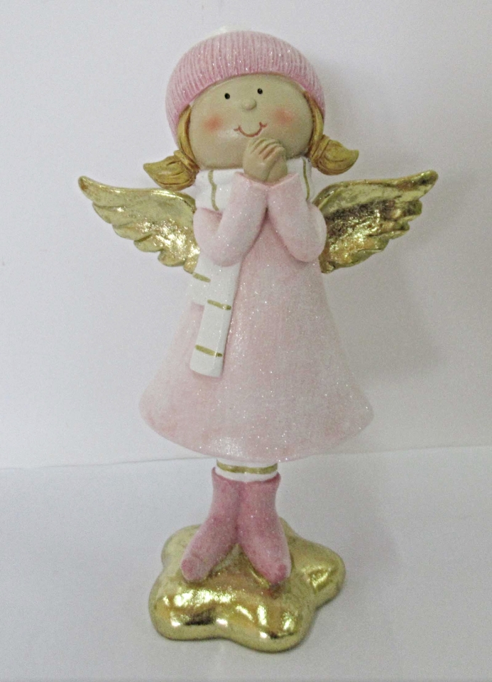 Anděl růžový Angie, 20x12,5x7 cm