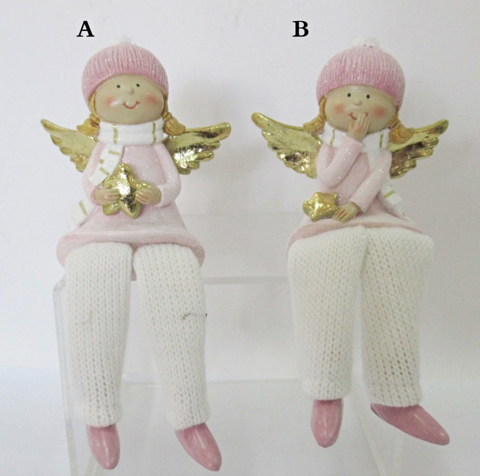 Anděl růžový Angie, sedící, 15x7,5x4 cm