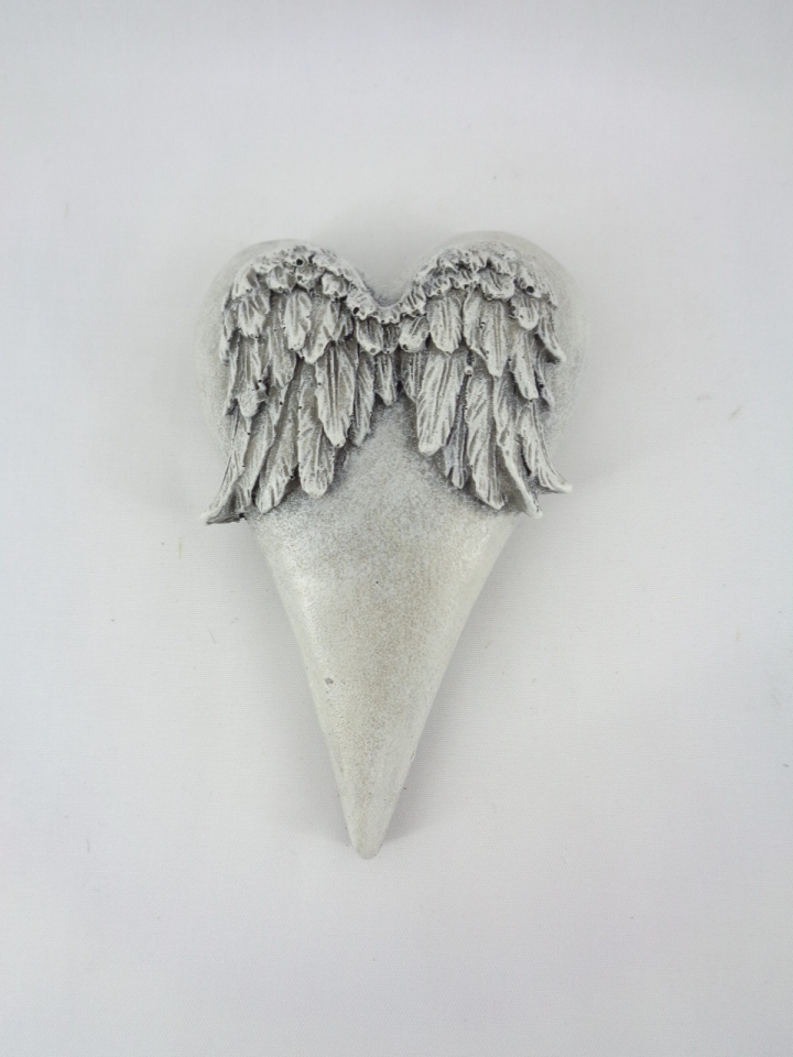 Smuteční dekorace - srdce s křídly 3x7x10,5 cm