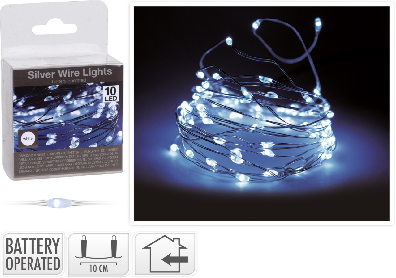 Světelný řetěz 100 cm, 10 LED studené bílé světlo