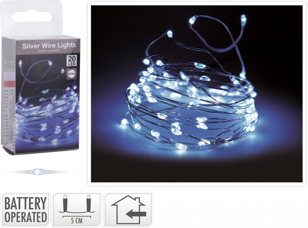 Světelný řetěz 100 cm, 20 LED studené bílé světlo