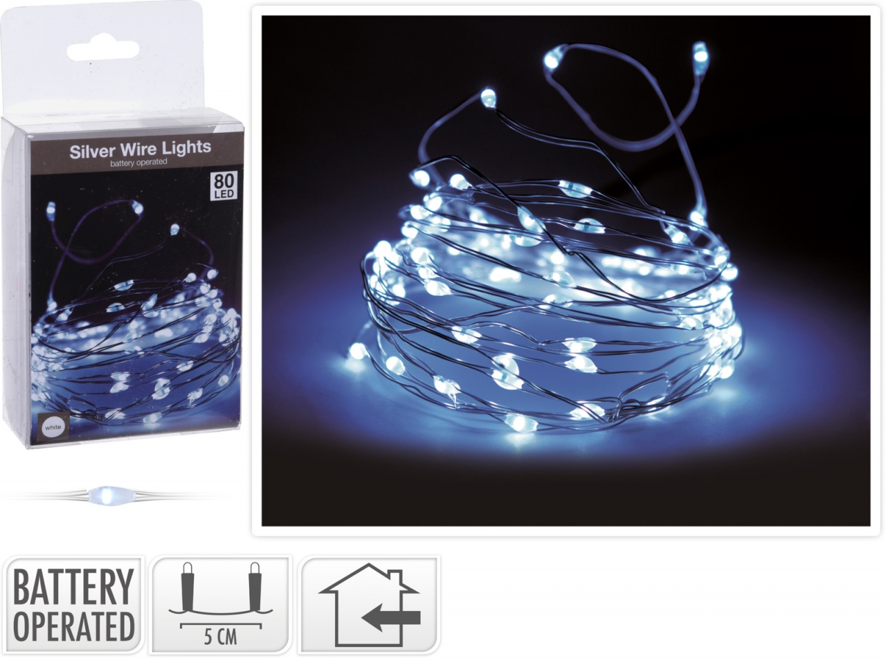 Světelný řetěz 400 cm, 80 LED studené bílé světlo