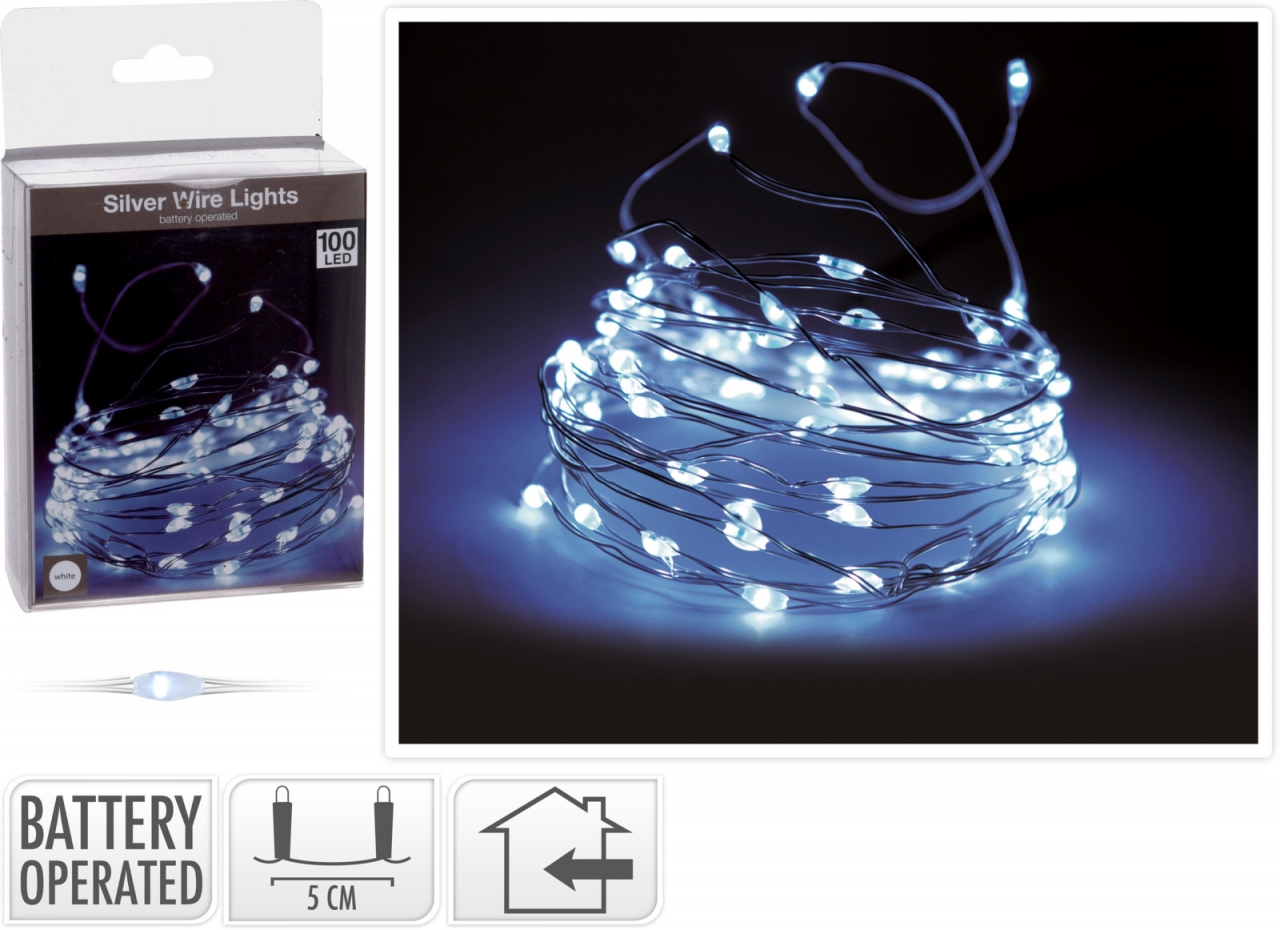 Světelný řetěz 500 cm, 100 LED studené bílé světlo