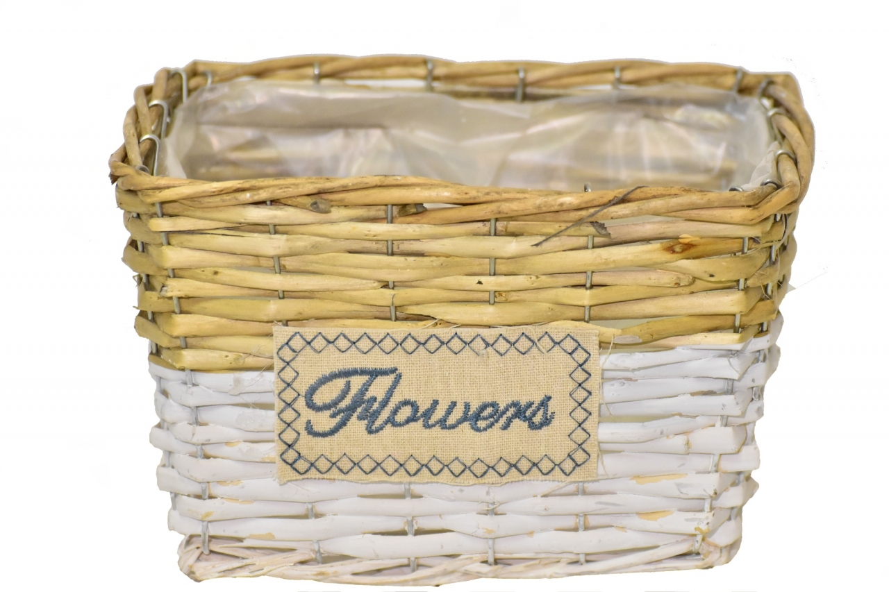 Proutěný košík Flowers 14,5x22,5x17,5 cm