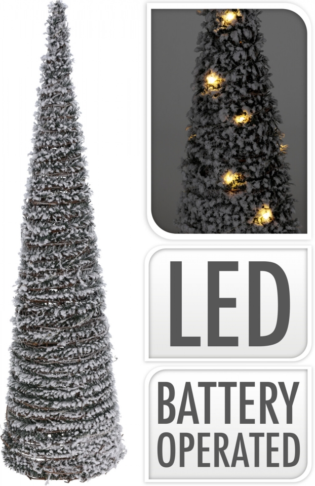 Svítící ratanový kužel s umělým chvojím 80 cm, 40 LED