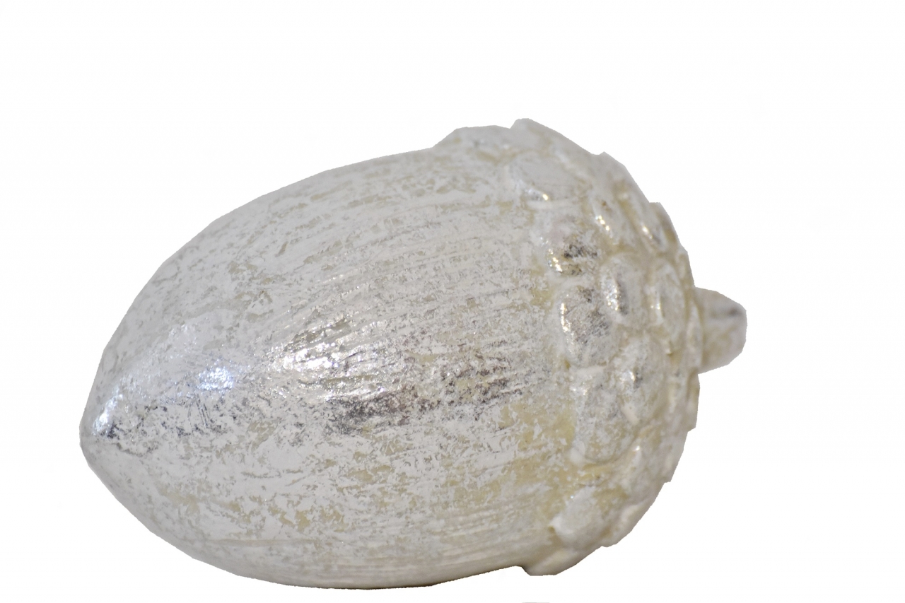 Dekorativní žalud z polyresinu 5x5x8 cm, stříbrný