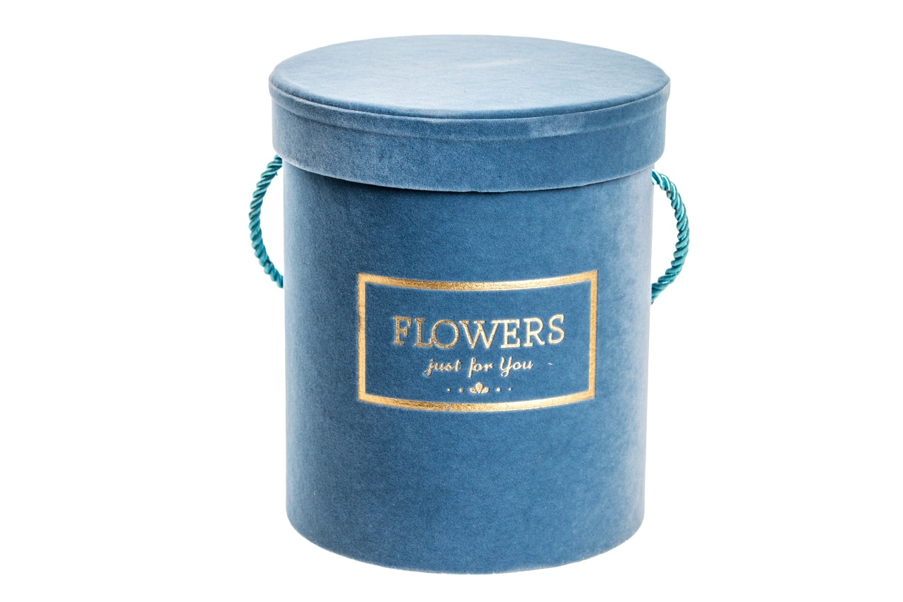 Flower box světle modrý sametový, 18x15,5 cm