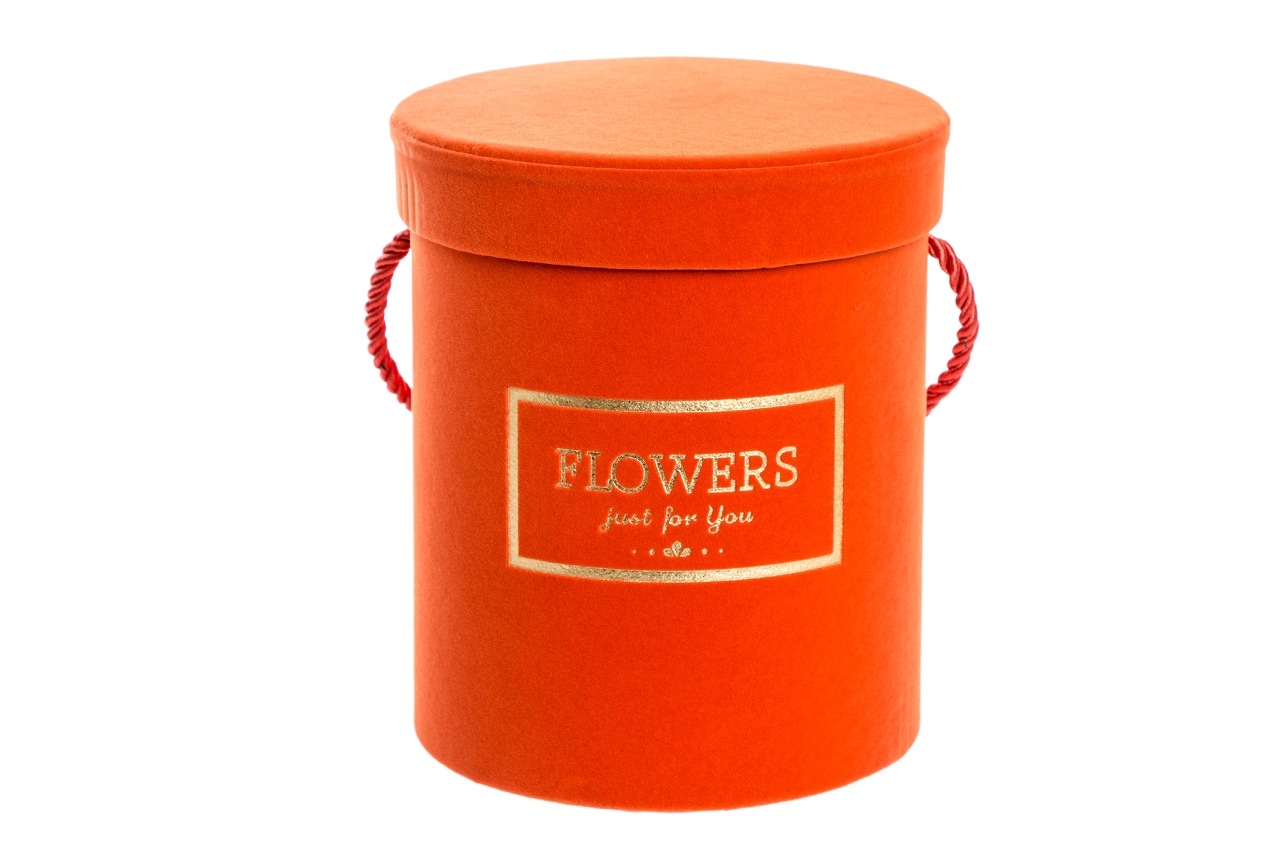 Flower box oranžový sametový, 18x15,5 cm