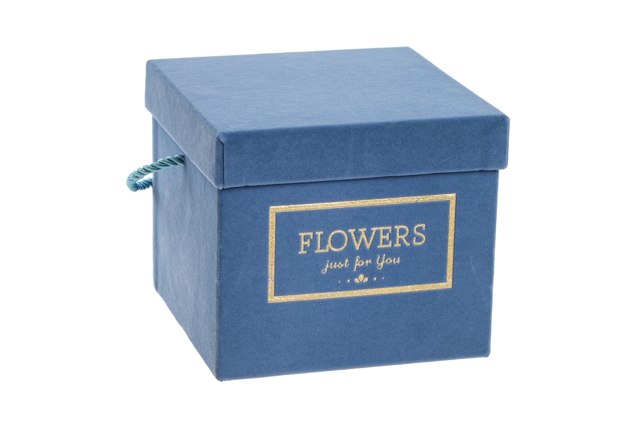 Flower box modrý sametový 15x15x13 cm